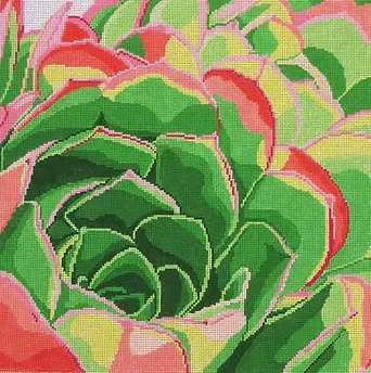 70a Jean Smith Designs SUCCULENT, 14" sq., 13 mesh