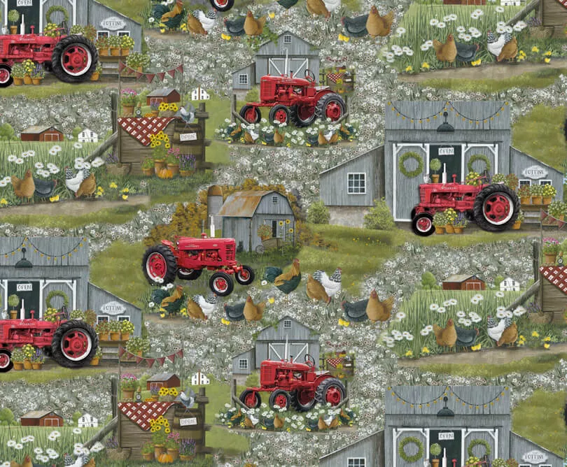 BENARTEX - Farmall Plank Scenic by Sykel Studio - Cotton W43