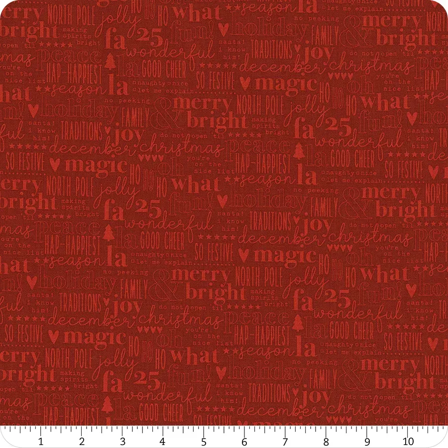 Evergreen Wishes Red Text YardageSKU# C17813-RED