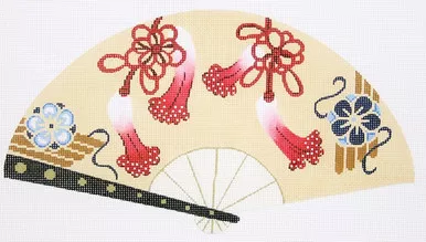 F806 Lee's Needle ArtsRed & Blue Blossoms Fan 18M 10in. x 5.5in.