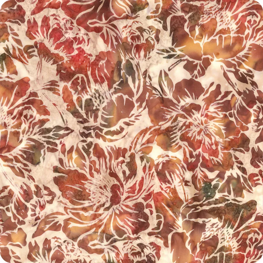 Fauna Batiks Rosewood Peonies YardageSKU# X2620-54