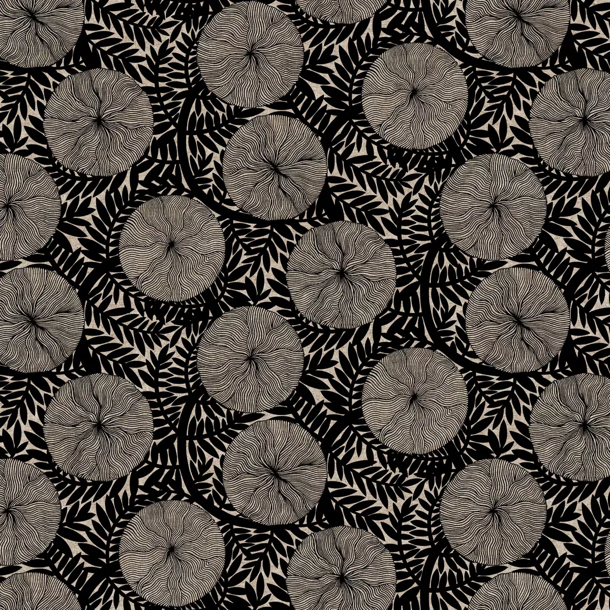 FIGO - Rhythm and Leaves by Cecilia Petterson - Large Floral - Rayon - Black