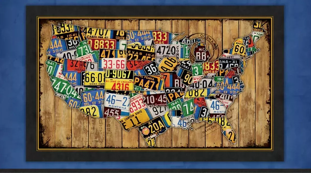 P&B TEXTILES - Route 66 Commemorative by Curtis Licensing - MAP - Panel - PL1279