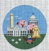 (PPD) PP874BF Washington DC (Cityscape) 18 Mesh4” ROUND With Stitch Guide Painted Pony Designs