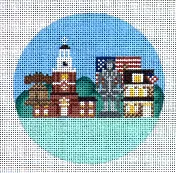 (PPD) PP874BP Philadelphia (Cityscape) 18 Mesh 4”ROUND Painted Pony Designs
