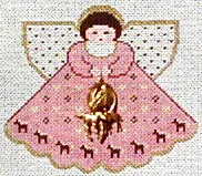 (PPD) PP931 Angel With Charms Horse Crazy (Mauve) 18 Mesh 5.25 x 4 Painted Pony Designs