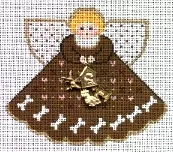 (PPD) PP940 Angel With Charms Dog-Gone-It (Brown) 18 Mesh 5.25 x 4 Painted Pony Designs