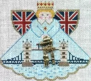 (PPD) PP994AB Angel with charms: British (Tower Bridge) 5.25 x 4 18 Mesh Angel Painted Pony Designs